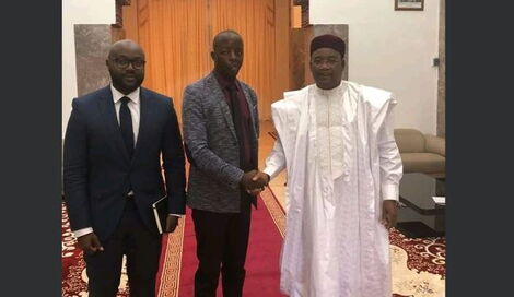 Raila Junior with Niger President Mahamadou Issoufou in May 2019.