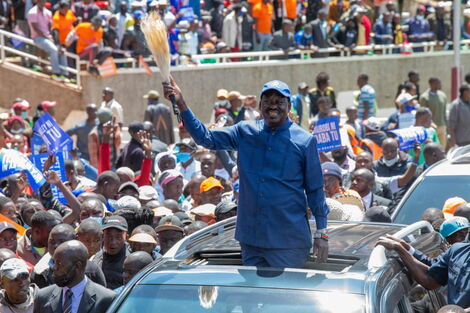 Raila Odinga leaves Kasarani Stadium after successfully holding the Azimio la Umoja national convention on Friday, December 10, 2021
