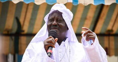 File photo of Azimio Presidential candidate Raila Odinga wearing Legio Maria outfit