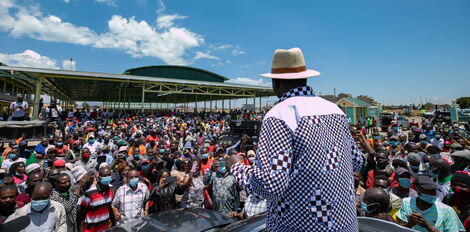 ODM party leader, Raila Odinga speaking at a past event in Nyeri County.