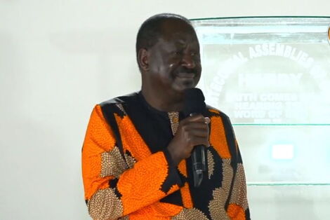 Raila Odinga Addresses the Congregation at P.A.G Hardy, Lang'ata on Sunday,, September 5