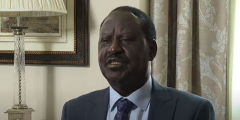 ODM leader Raila Odinga during an interview with BBC's Sophie Ikenye, on Tuesday, March 15, 2022.