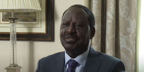 ODM leader Raila Odinga during an interview with BBC's Sophie Ikenye, on Tuesday, March 15, 2022.