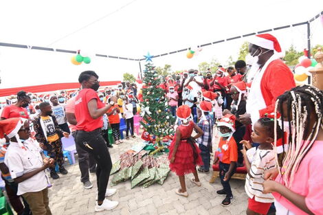 ODM leader Raila Odinga hosts orphans at a Christmas party in Kisumu on Friday, December 24, 2021.