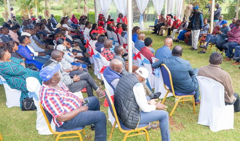 Azimio La Umoja meeting with Azimio La Coalition aspirants in Murang'a on May 4, 2022.