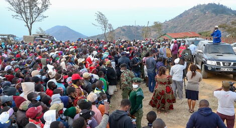 Raila Odinga addressing a crowd in Taita Taveta on September 9, 2020.