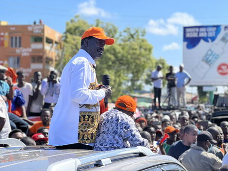 Orange Democratic Movement (ODM) leader Raila Odinga in Kilifi County on November 15, 2021.