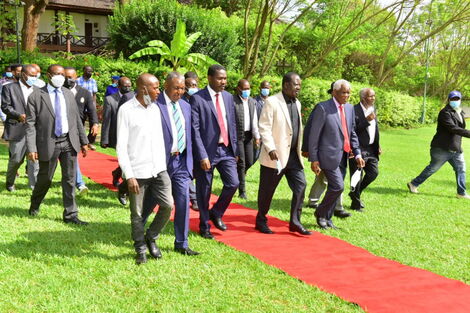 ODM leader Raila Odinga meeting with Mt Kenya Foundation leaders in Nairobi on Wednesday, December 8, 2021.