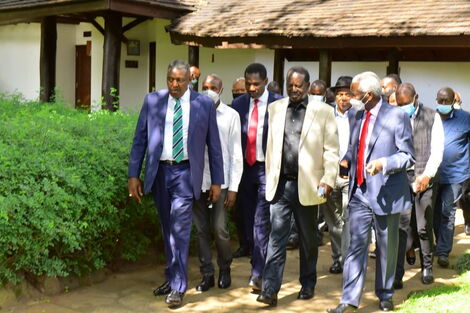 ODM leader Raila Odinga meeting with Mt Kenya Foundation leaders in Nairobi on Wednesday, December 8, 2021.