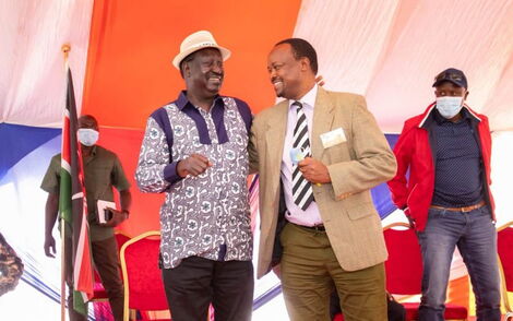 ODM leader Raila Odinga and Former Internal Security Assistant Minister, Stephen Tarus on October 15, 2021 in Eldoret.