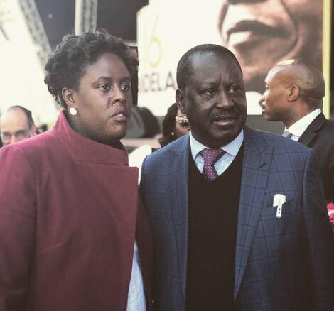 ODM Leader Raila Odinga (right) and his daughter Winnie Odinga.