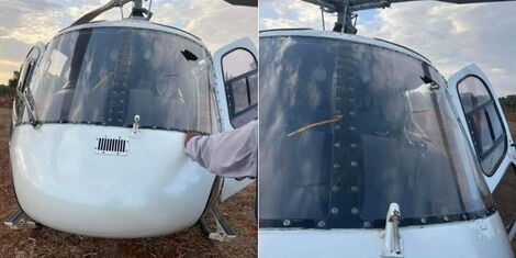 A chopper that was carrying ODM Party leader Raila Odinga wa stoned in Uasin Gishu County on Friday, April 1, 2022.