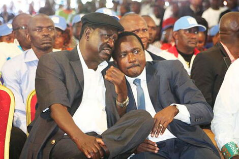 ODM leader Raila Odinga and Wiper leader Kalonzo Musyoka during a meeting in April 2018