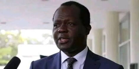 Executive Director of Azimio La Umoja, Raphael Tuju, addresses the media