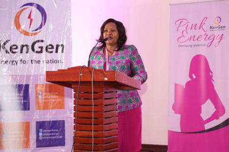 File image of Kengen MD Rebecca Miano addressing a past event