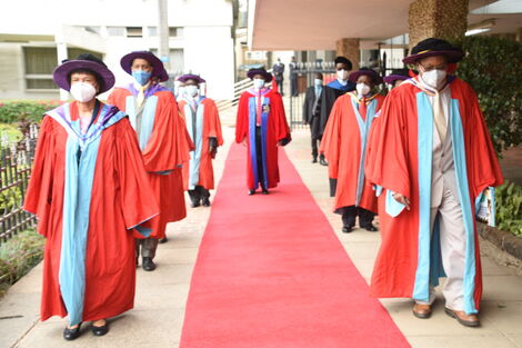 A red carpet fixed during a graduation ceremony at the University of Nairobi (UoN)