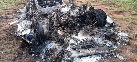 Remnants of the burnt Range Rover found at Ngong Forest