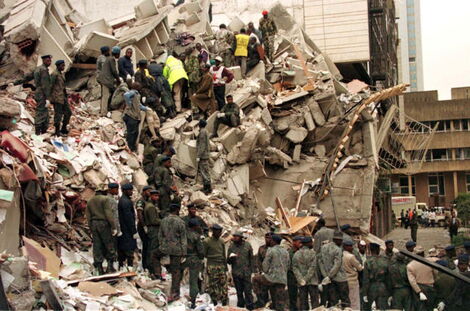Rescue mission during an operation after the Nairobi Bomb Blast in 1998