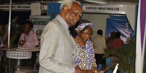 Riara Group of Schools founder Daniel Gachukia and his wife Eddah Gachukia at Sarit Center in 2016.