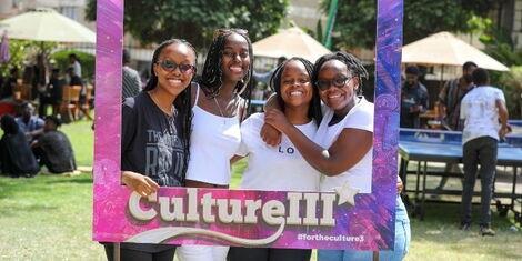 Riara University students pose for a photo at a cultural event in the institution 