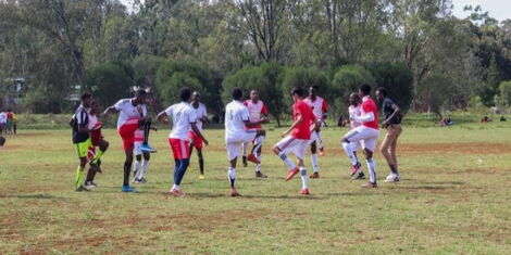 Riara University football team at a training session 