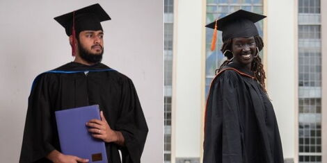 Graduates pose for photos after a graduation ceremony at Riara University 