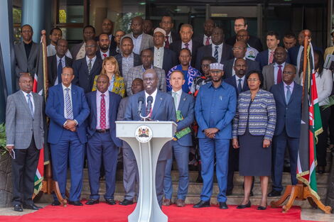 Deputy President Rigathi Gachagua addressing the media at his Harambee Annex office in Nairobi on Friday October 7, 2022