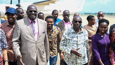 From Left: CS George Magoha, DP Rigathi Gachagua and Bomet Women Rep Linet Toto among other leaders at Kisumu on September 23. 2022