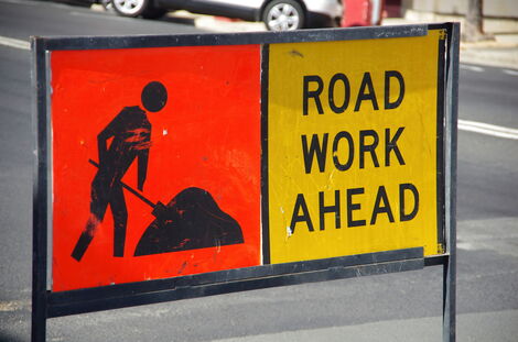 Construction signage at a road construction site. Source Facebook 