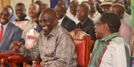 President William Ruto along with Siaya Governor James Orengo at an event in Siaya County on January 14, 2023.