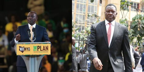 Photo collage between Deputy President William Ruto and his Chief of Staff Davis Chirchir