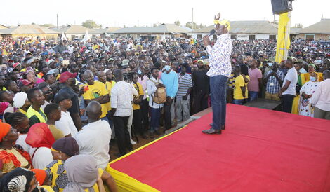 Deputy President William Ruto addressing a rally on October 17, in Mombasa County.