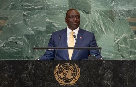 President William Ruto delivers his speech at the 77th session of the UN General Assembly in New York, USA on September 21, 2022.