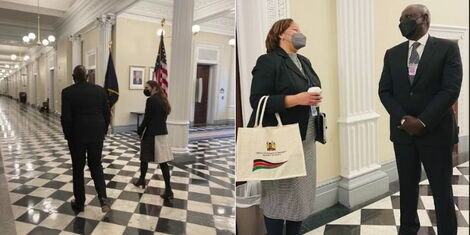A collage image of Deputy President William Ruto at White House, Washington DC on Friday, March 4.