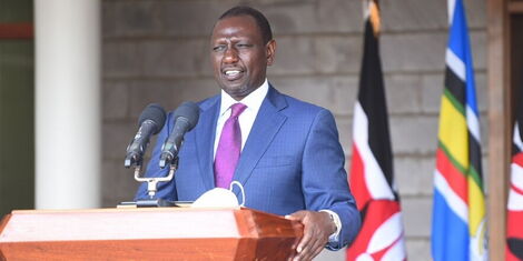 Deputy President William Ruto addresses the media outside his Karen, Nairobi home on Thursday, April 9, 2020