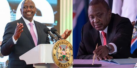 A Collage of President William Ruto and retired president Uhuru Kenyatta