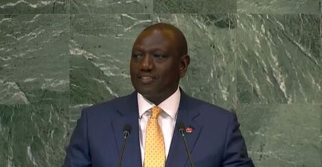 President William Ruto makes his speech during the 77th session of the UN General Assembly in New York, US on September 21, 2022.