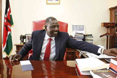 Deputy President WIlliam Ruto at his Karen residence's office in Nairobi