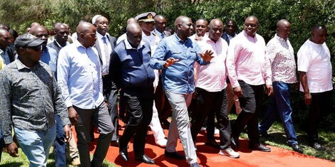 President William Ruto, his deputy Rigathi Gachagua and other Kenyan Kwanza leaders at a parliamentary group meeting on September 17, 2022.