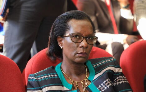 SRC chairperson Lynn Mengich listens to the Intergovernmental Budget and Economic Council (IBEC) meeting at the Kenya School of Government, Nairobi on January 26, 2023. 