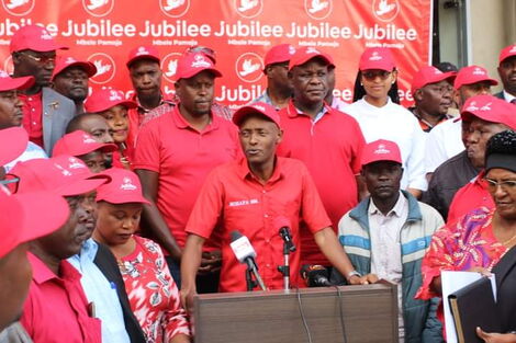 Current Taita Taveta Governor Granton Samboja after receiving Jubilee ticket to defend his seat on Saturday April 16, 2022