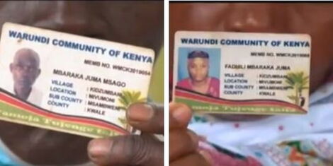 Samples of the identification cards created by the Warundi community living in Kenya.