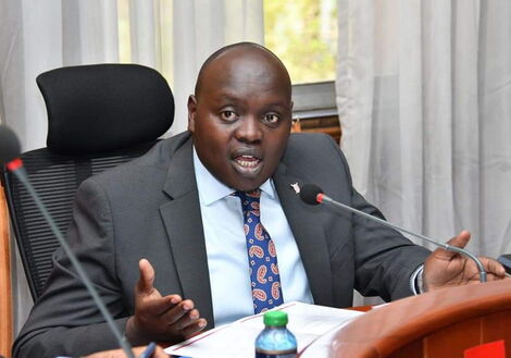 Nandi Senator Samson Cherargei at an address in his office.