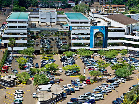 An aerial image of Sarit Centre in Westlands, Nairobi