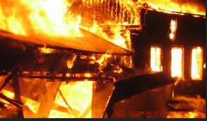 School dormitory burning down