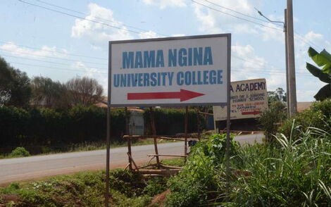 Sign post pointing to Mama Ngina University College located in Gatundu South