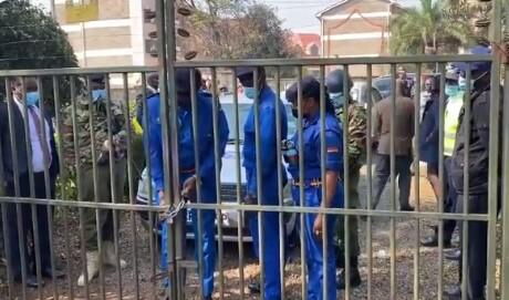 Screenshot of Police Officers Breaking Into LSK Offices On Tuesday, August 10