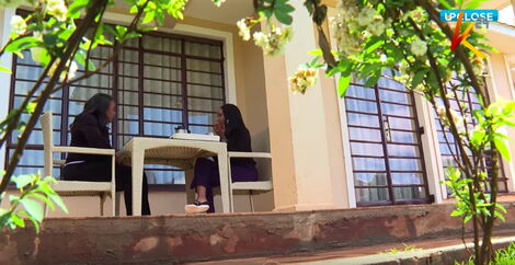 Betty Kyallo interviewing former Citizen TV anchor Janet Mbugua on her porch in 2019.