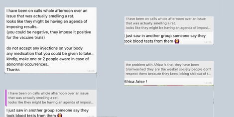 Screenshot of vaccine trial reports as seen on Friday, April 10, 2020