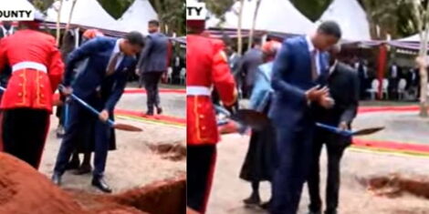 Photo collage of Sean Andrew during the burial of late President Mwai Kibaki's burial in Othaya on Saturday April 30, 2022.